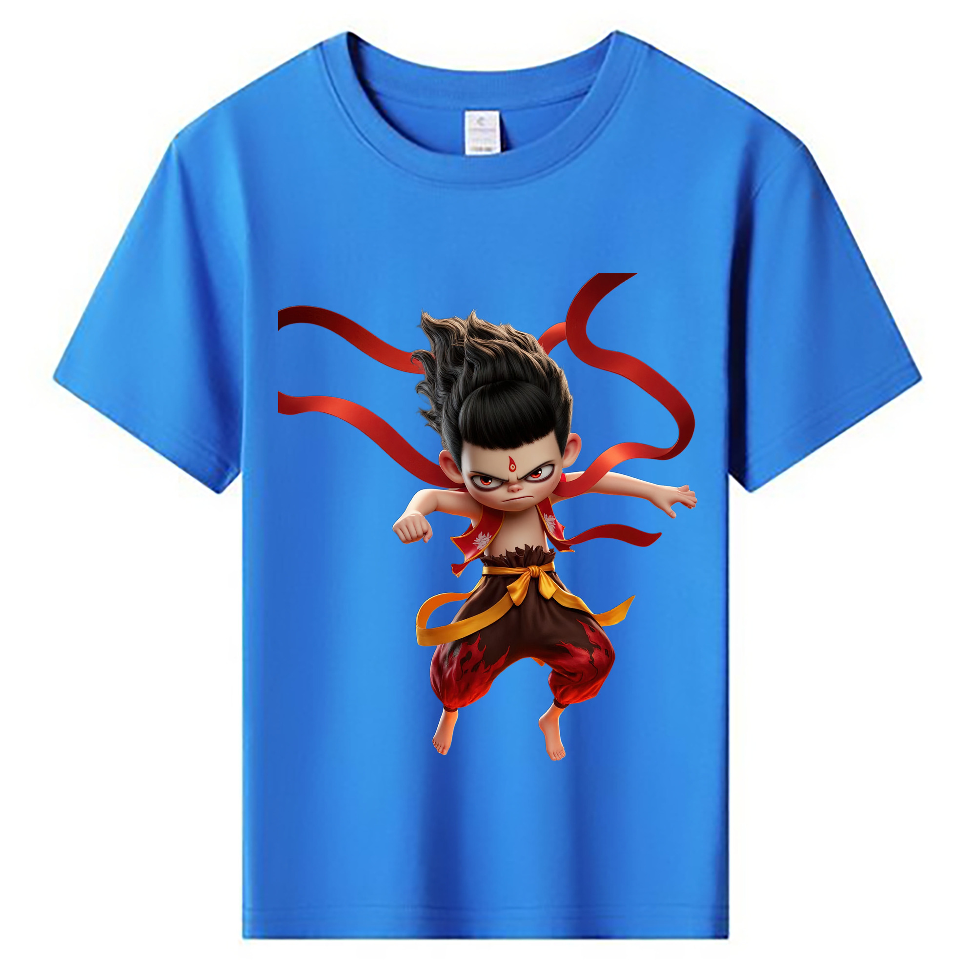 （画像用） Ne Zha 2 ナタ 魔童の大暴れ 綿100％キッズTシャツ（フロントプリント）